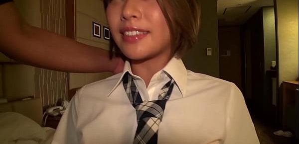 Japanese short hair school girl her sunburnt body is so sexy this is her first experience to pov finally cum inside her shaved pussy 1412 Porn Videos