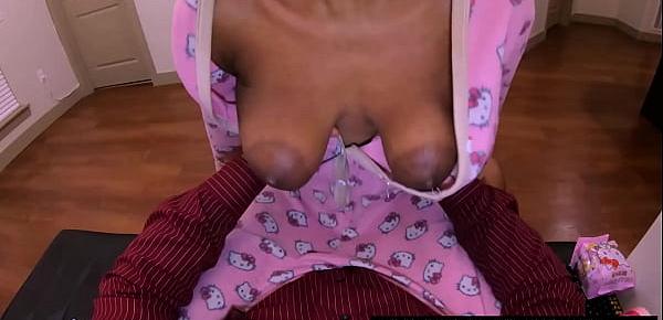 Give me these giant titties slut my black stepdaughter msnovember riding my bbc hard pretty saggy natural boobs bouncing while penetrated hardcore on sheisnovember 2623 Porn Videos picture